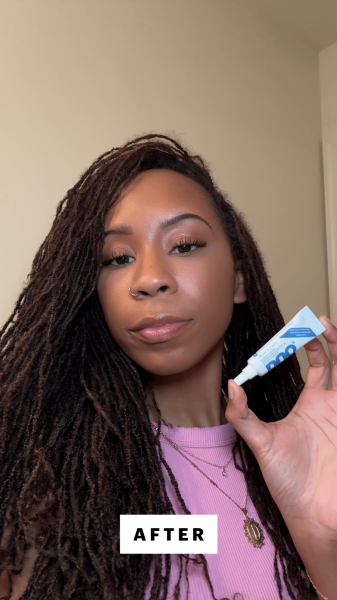 Taylor after using the Ardell Duo Striplash Adhesive