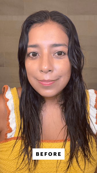 Foresto before applying the Dae Hibiscus Wave Spray