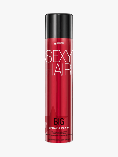 SexyHair Big Spray & Play Volumizing Hairspray in branded spray bottle component on a light gray background